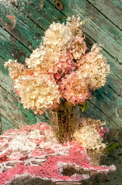 Ramo de hortensias húmedas bodegón —  Fotos de Stock