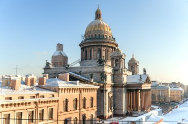 Kışın St. Isaak Katedrali. St.Petersburg, Rusya Federasyonu