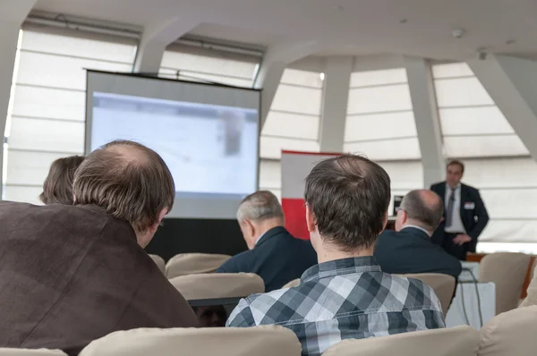 People sitting rear at the business conference and speaker — 스톡 사진