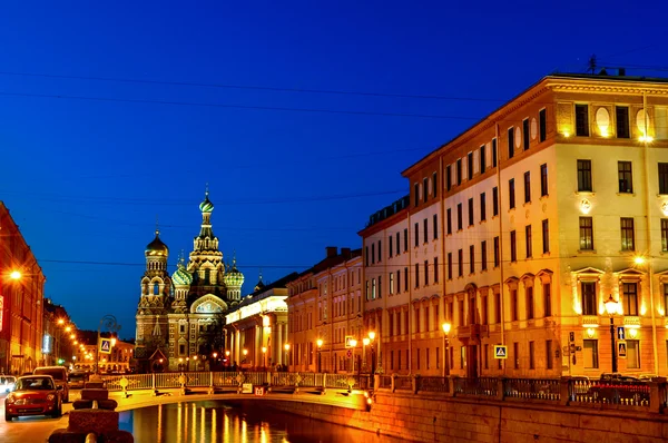 St basils katedralen på natten, st.petersburg, Ryssland — Stockfoto