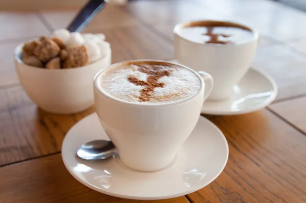 Koppar kaffe och socker — Stockfoto