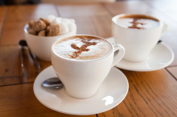 Koppar kaffe och socker — Stockfoto