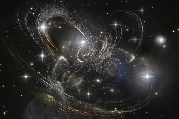 重力波Sf渦巻銀河や星との相互作用による抽象的な背景 Nasaによって提供されたこの画像の要素 — ストック写真