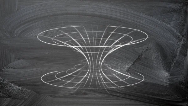 Chalkboard Curved Diagram Black Hole White Hole Drawn Copy Space — Stock Photo, Image