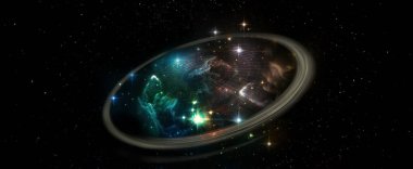 Uzaydaki yapay yabancı galaksi. Bu görüntünün elementleri NASA tarafından desteklenmektedir.
