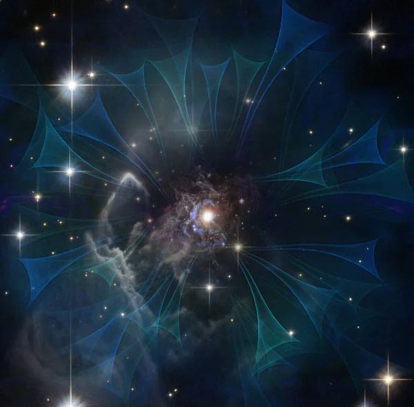 Πεδία Βαρυτικών Και Ηλεκτρομαγνητικών Κυμάτων Γύρω Από Νέο Γαλαξία Σύμπαν — Φωτογραφία Αρχείου