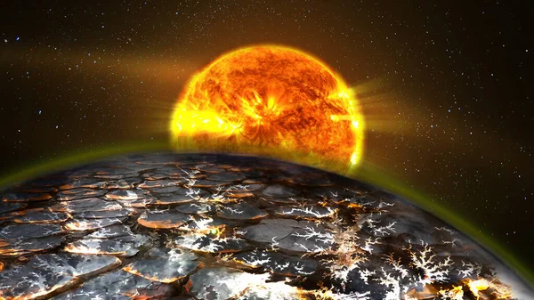 Схід Сонця Над Чужорідною Планетою Елементи Цього Зображення Надані Наса — стокове фото