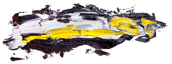 Noir Jaune Blanc Rayures Brosse Huile Coup Vernis Abstrait Éclaboussure — Image vectorielle