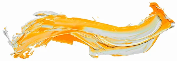 Wave Yellow White Oil Brush Hand Drawn Stroke Abstract Varnish — Stock Vector
