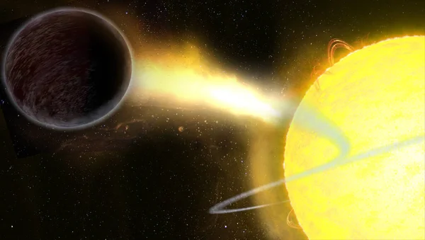 Exoplaneta Oscuro Come Luz Lugar Reflejarla Espacio Elementos Esta Imagen —  Fotos de Stock