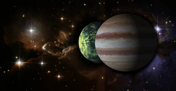 Planeta Júpiter Una Luna Espacio Elementos Esta Imagen Proporcionados Por —  Fotos de Stock