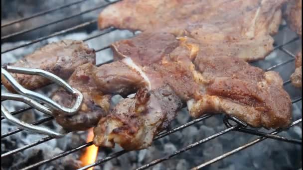 Grilled steak — Stock Video