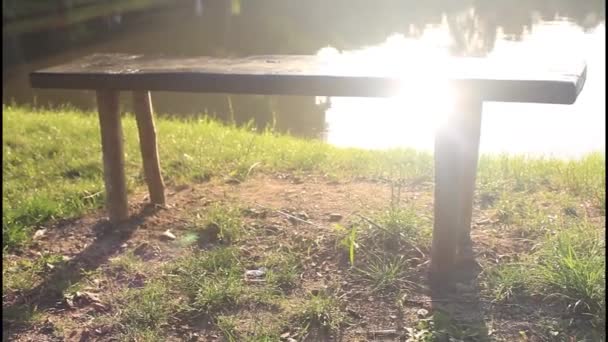 Banc relaxant au bord du lac — Video