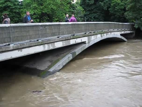 Grandes lluvias causaron inundaciones en Praga - República Checa — Vídeos de Stock