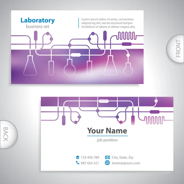 Tarjeta de visita universal de laboratorio médico morado . — Vector de stock