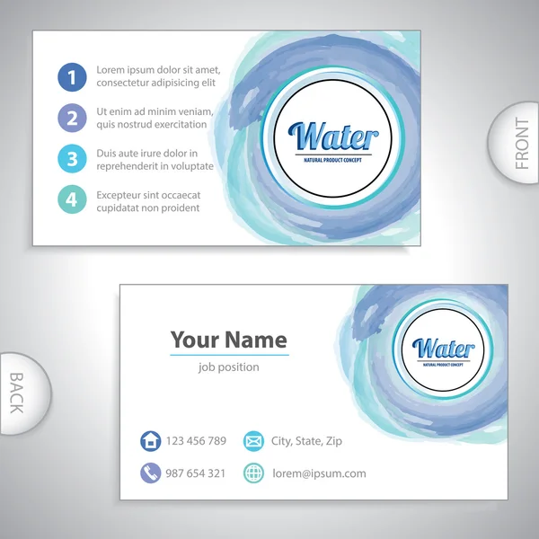 Universal água azul hidromassagem cartão de visita . — Vetor de Stock