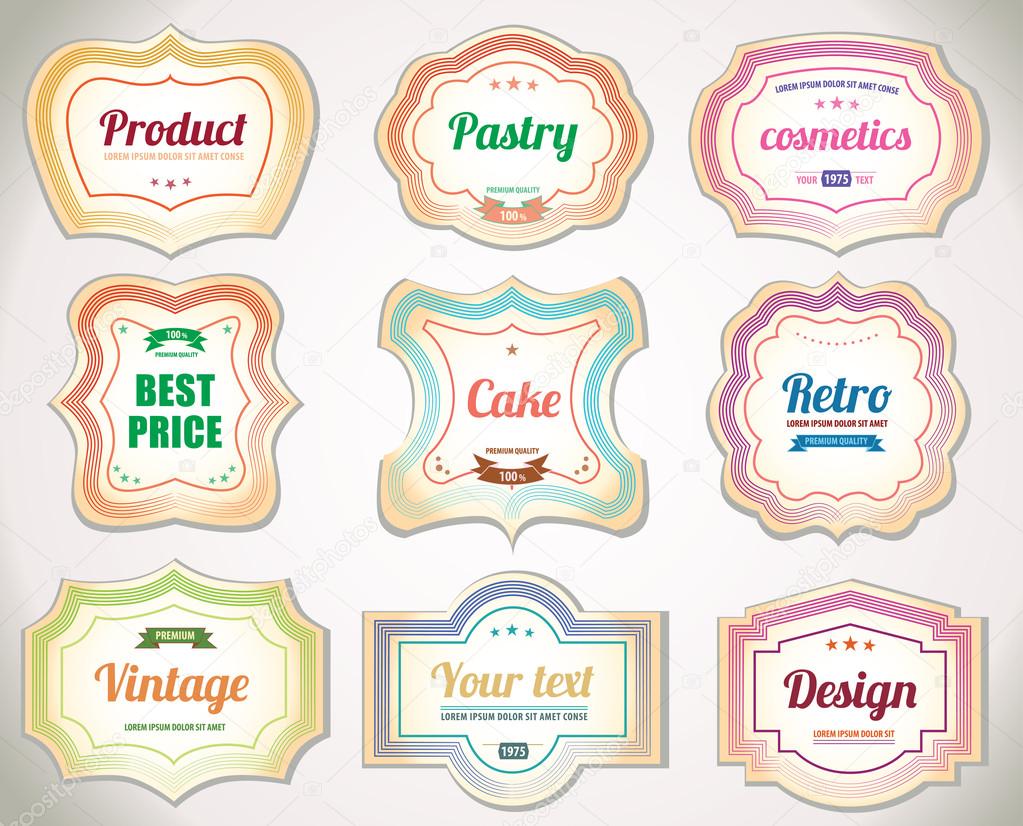 Set of vintage pastry labels and stickers. No.01 — Stock Vector © Trompinex 40172495