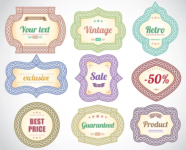 Set of vintage decorative labels and stickers. — Stock Vector