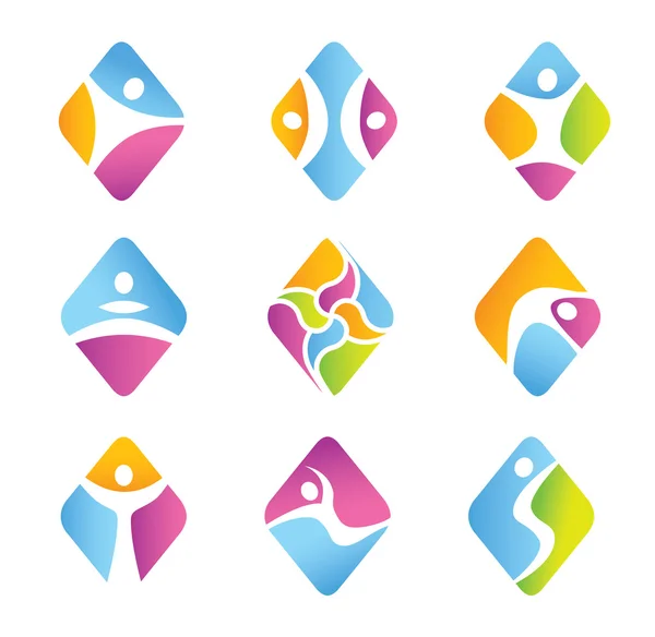 Set van diamant fitness symbolen en pictogrammen — Stockvector