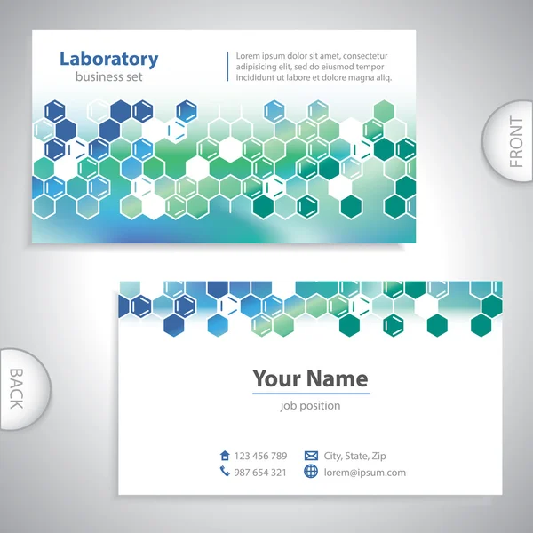 Cartão de visita universal do laboratório médico verde-marinho . —  Vetores de Stock