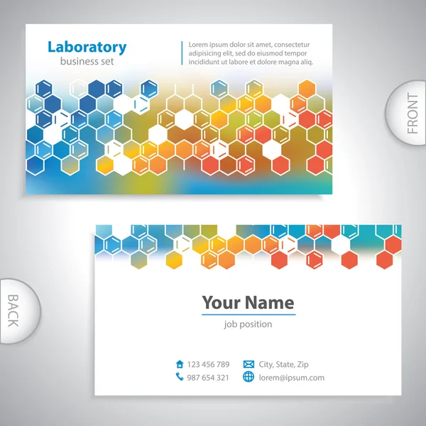 Universal orange-blue medical laboratory business card. — Stock Vector