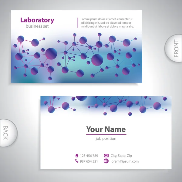 Universal violet-blue medical laboratory business card. — Stock Vector