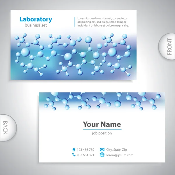 Cartão de visita universal de laboratório médico azul-violeta . — Vetor de Stock