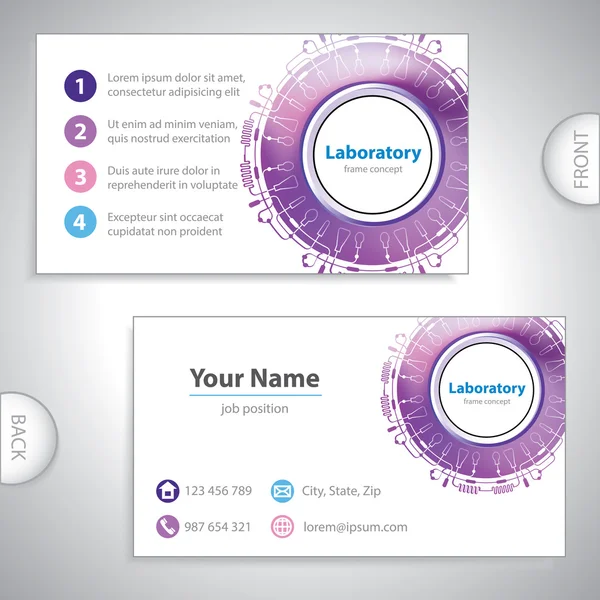 Universal purple laboratory business card. — Stock Vector