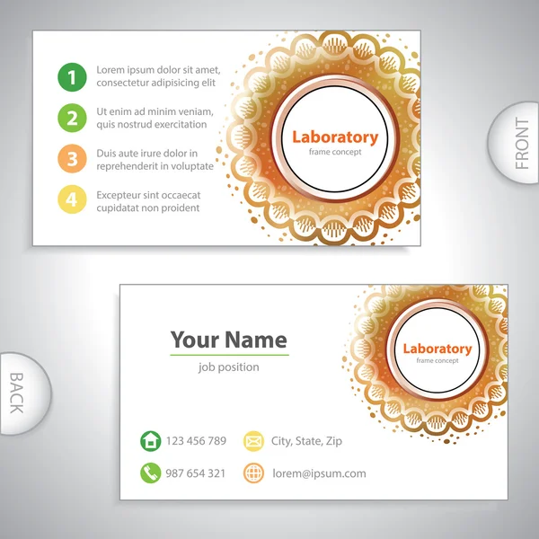 Universal orange laboratory business card. — Stock Vector