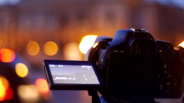 Time lapse, visualizzazione delle impostazioni sulla fotocamera — Video Stock