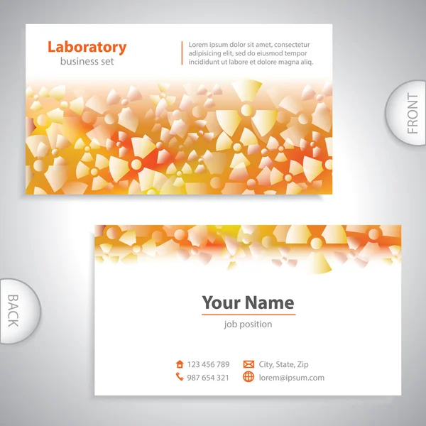 Universal orange-vit medicinska laboratorier visitkort. — Stock vektor