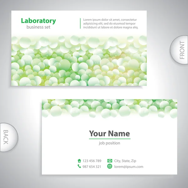 Tarjeta de visita universal de laboratorio médico verde-blanco . — Vector de stock