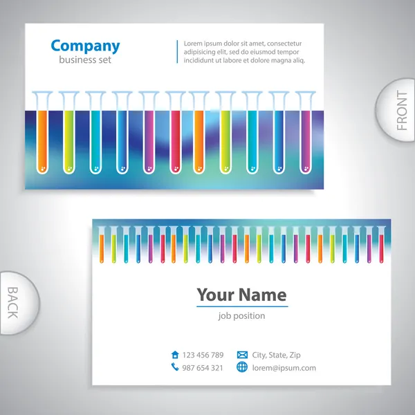 Tarjeta de visita universal colorido laboratorio médico — Archivo Imágenes Vectoriales