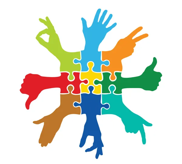 renkli puzzle parçaları ile takım oyunu