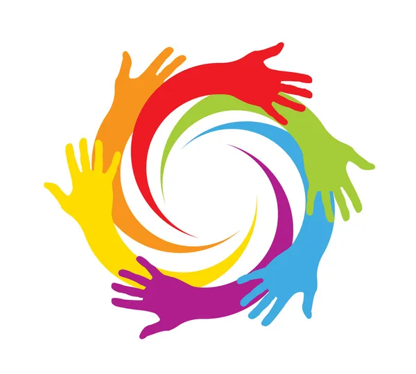 bir daire içinde renkli el