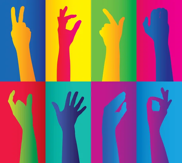 Colorful clusters of hands — Stock Vector