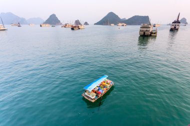 Tourist boat on Ha Long bay clipart