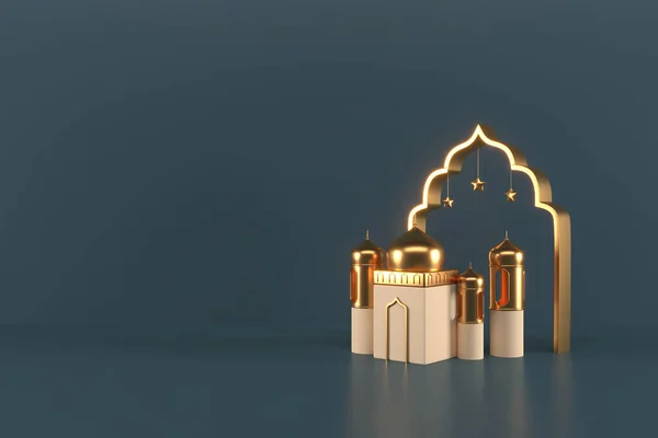 Ramadan Kareem问候背景伊斯兰3D插画设计 — 图库照片