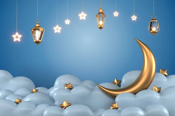 Ramazan Kareem Arkaplan İslami 3d illüstratör tasarımını selamlıyor