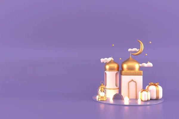 Ramazan Kareem Arkaplan İslami 3d illüstratör tasarımını selamlıyor