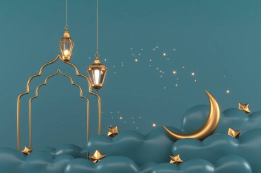 Ramazan Kareem Arkaplan İslami 3d illüstratör tasarımını selamlıyor