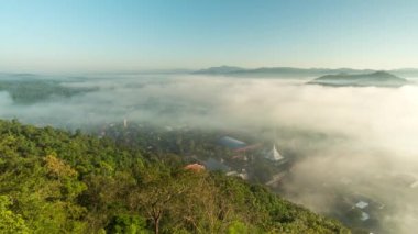 The fog movement. It's the same as the waves of the sea. Li city viewpoint at Wat Phra Phutthabat Pha Nam, Lamphun Province, Thailand