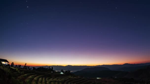 Timelapse Day Night Baan Bong Pieng Chiang Mai Thailand Shot — Stock Video