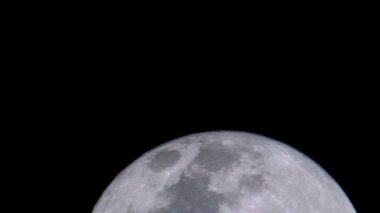 The full moon on December 12, 2019 moves from bottom to top. See fine detail of the moon's surface