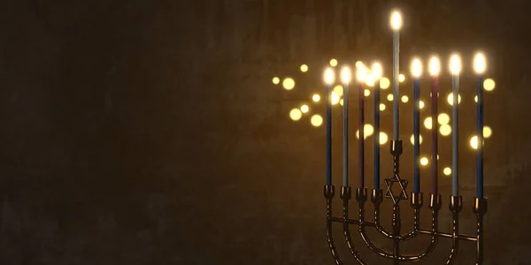 Rendering Low Key Bild Des Jüdischen Feiertags Chanukka Hintergrund Mit — Stockfoto
