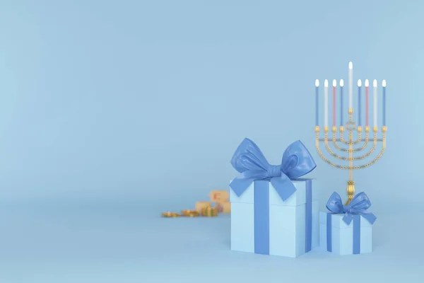 Rendering Bild Des Jüdischen Feiertags Chanukka Mit Gif Box Auf — Stockfoto
