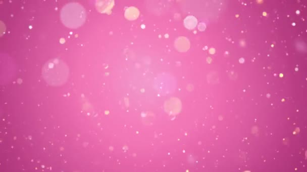 Glitter Particles Gold Confetti Sparkles Bokeh Flares Background — Vídeo de stock