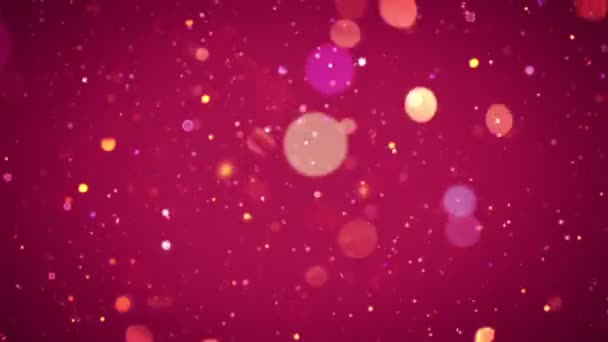 Glitter Particles Gold Confetti Sparkles Bokeh Flares Background — Vídeos de Stock