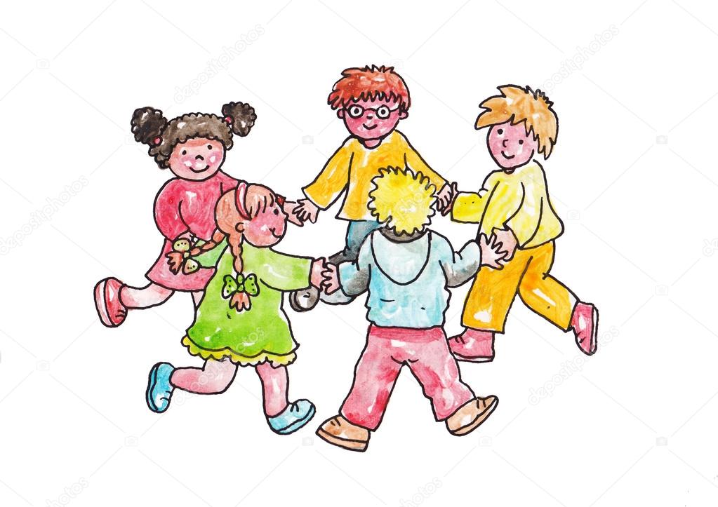 Kinder spielen im Kreis Stockfotografie lizenzfreie Fotos
