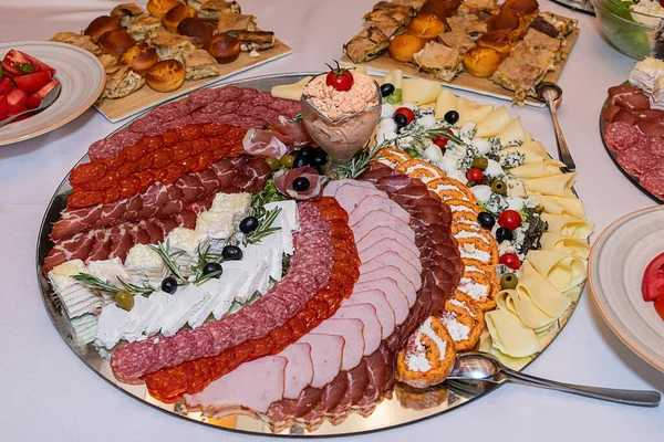 Étel Asztalon Hírességek Számára Appetizer Asztalon Party — Stock Fotó